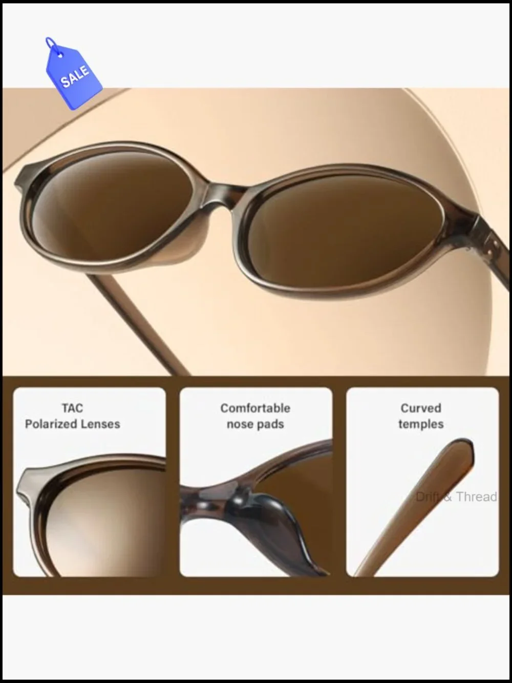 Retro Oval Cat Eye Sunglasses - 90s Y2K Narrow Shades UV Protection for Women